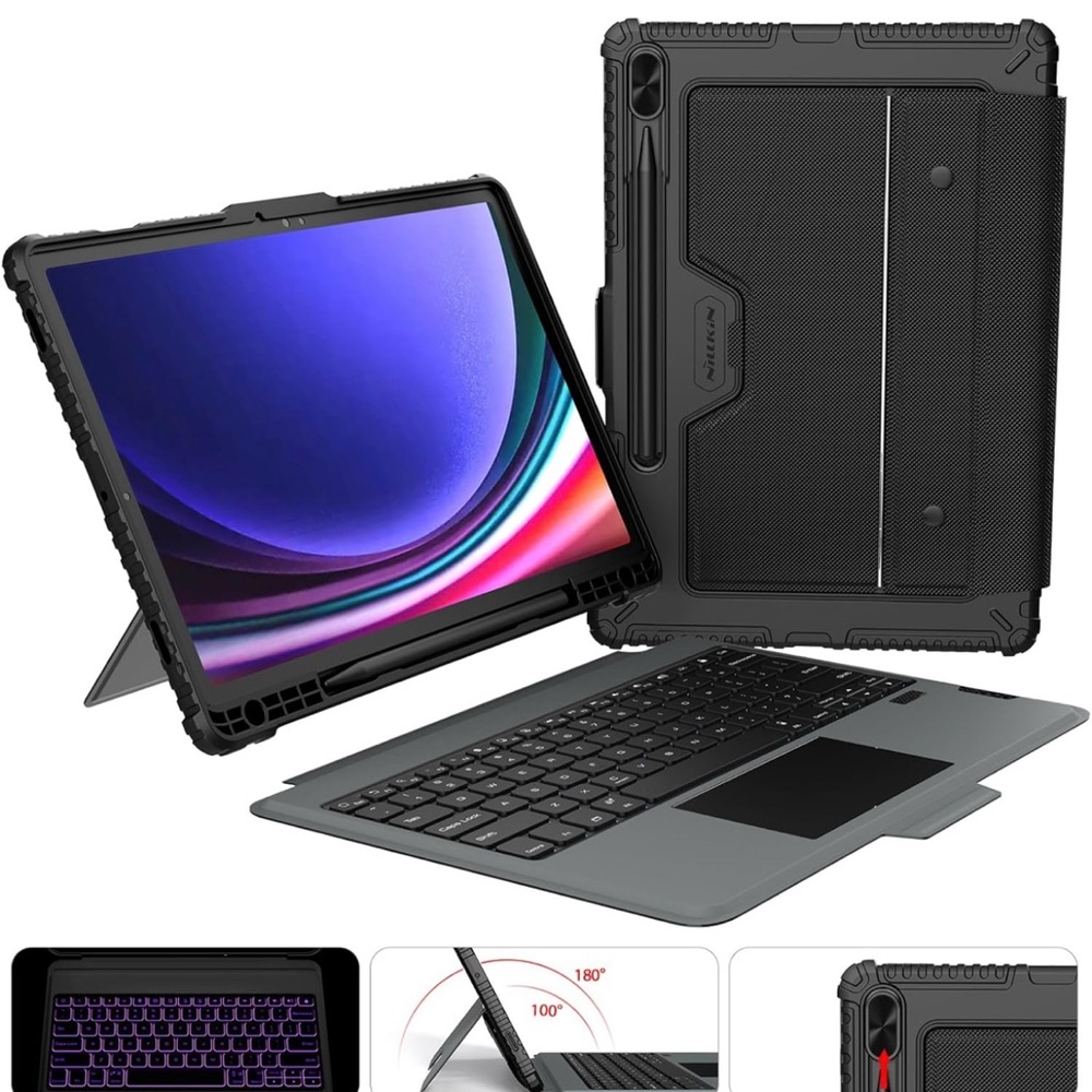 Nillkin for Samsung Galaxy Tab S10 Plus/S9 Plus 12.4" Case with Keyboard.